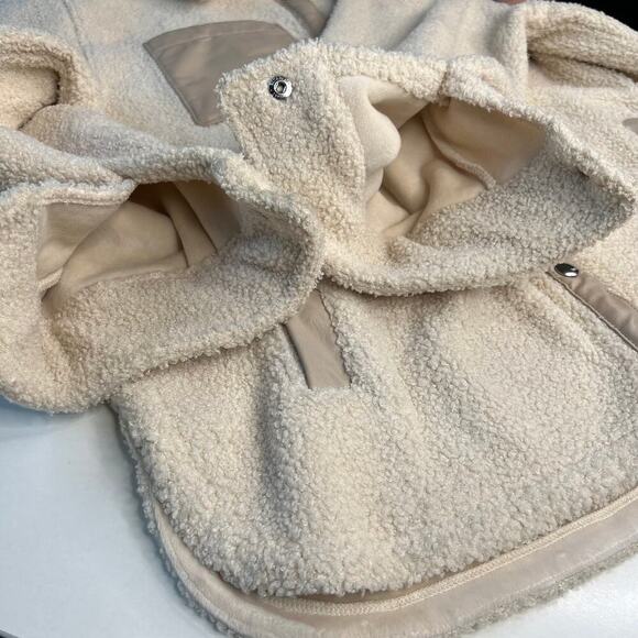 Abercrombie & Fitch Women's Elevated Trim Sherpa Shirt Jacket Off-White Size L - Picture 13 of 16